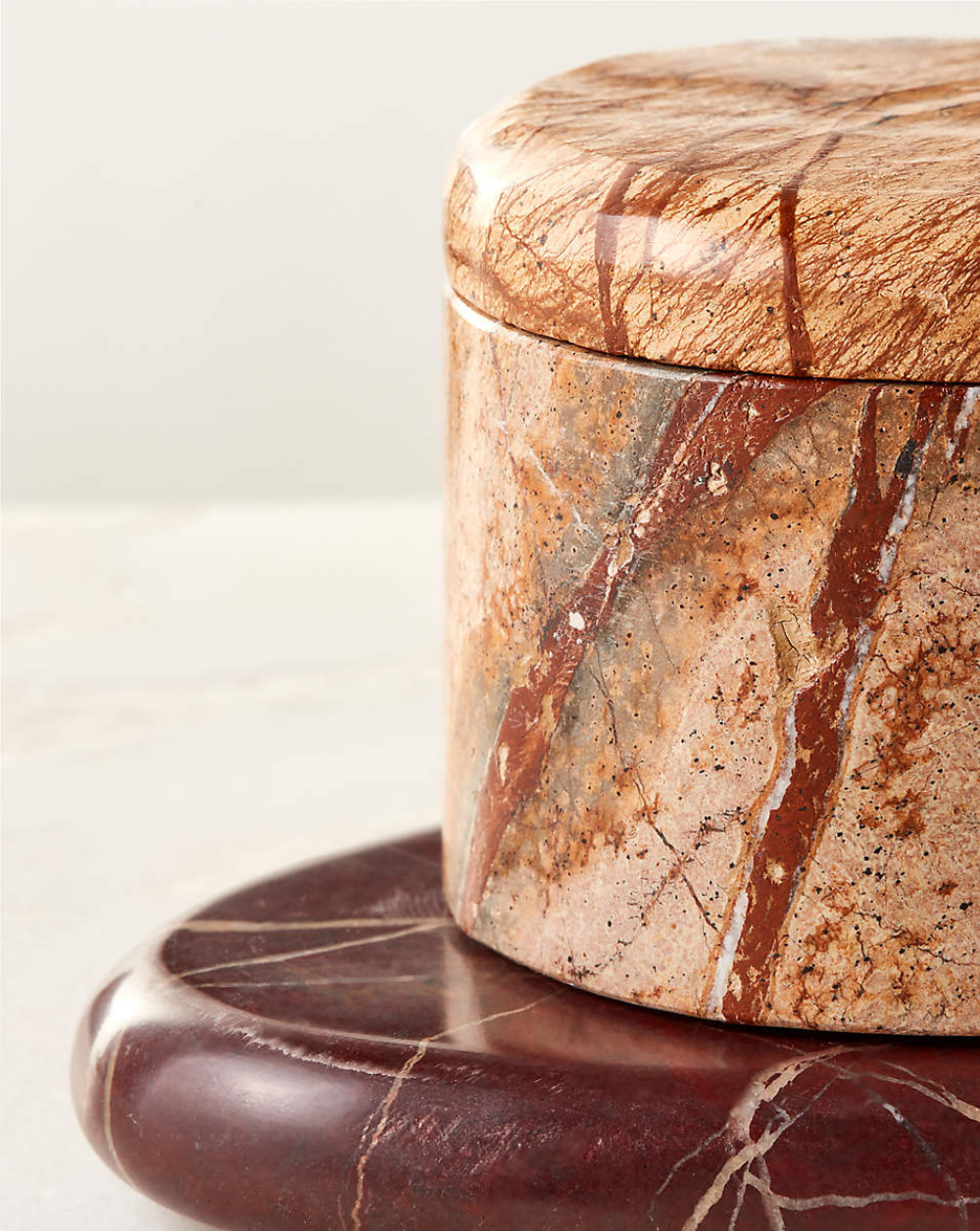 Zetes Tan & Red Marble Salt Cellars (Set of 3)